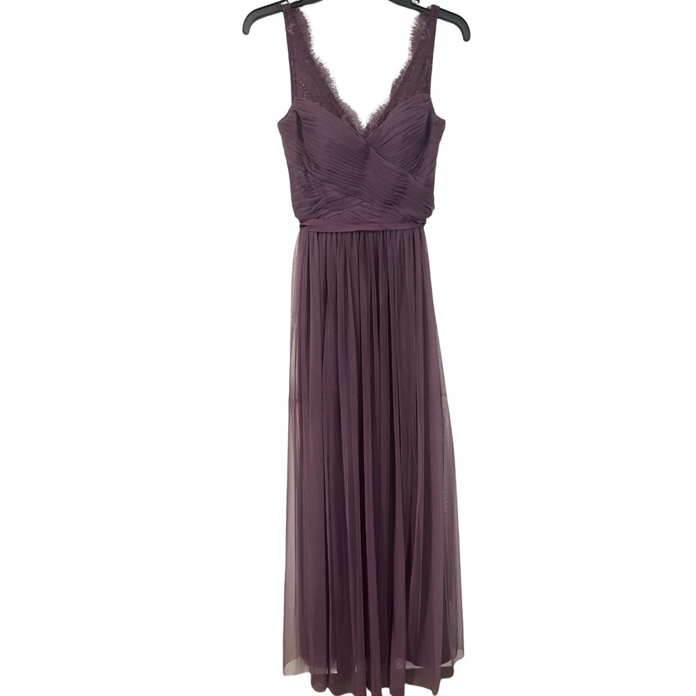 BHLDN‎ Hitherto + Anthropologie Fleur Purple Tulle Lace Gown Bridesmaids Size 2